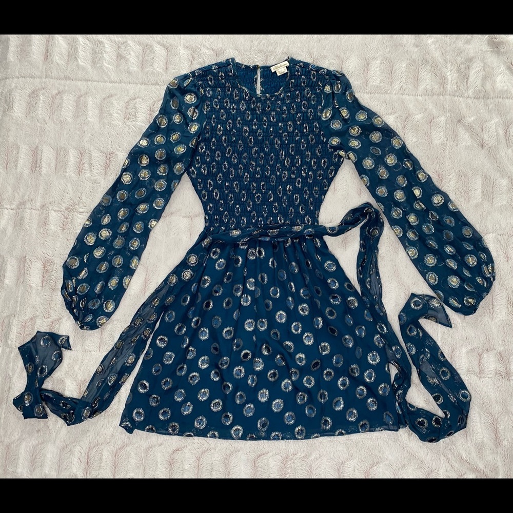 Shoshanna Walker Mini Dress Teal & Gold in Size 0